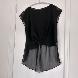 Zara Asymmetric Black Sheer Top